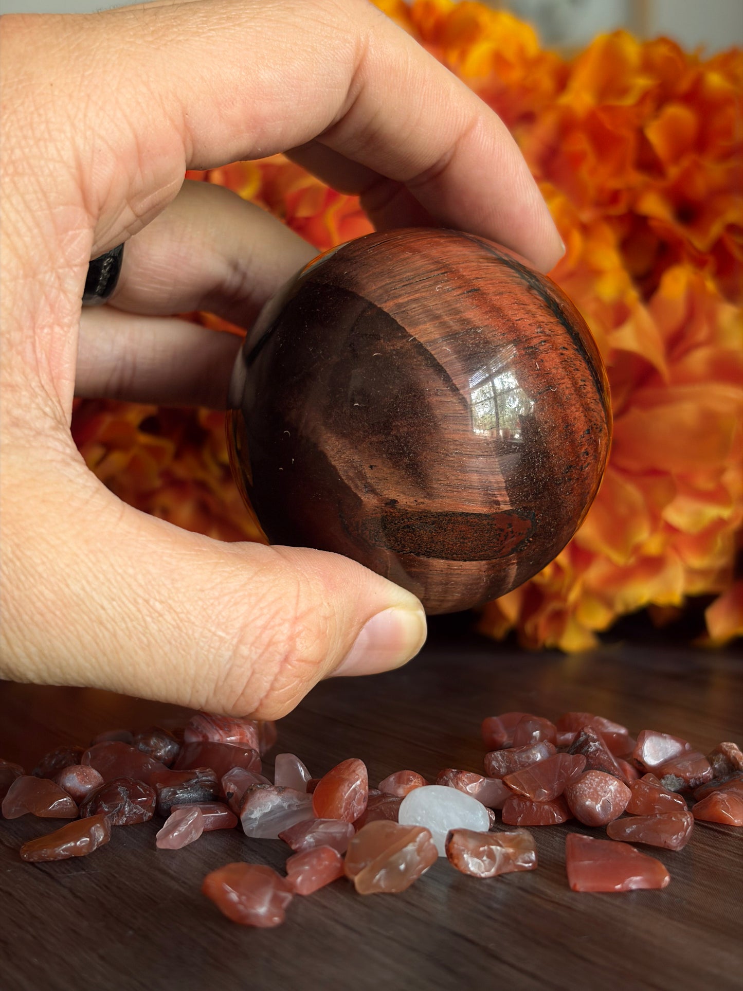 Red Tiger's Eye Sphere for Motivation, Strength & Action