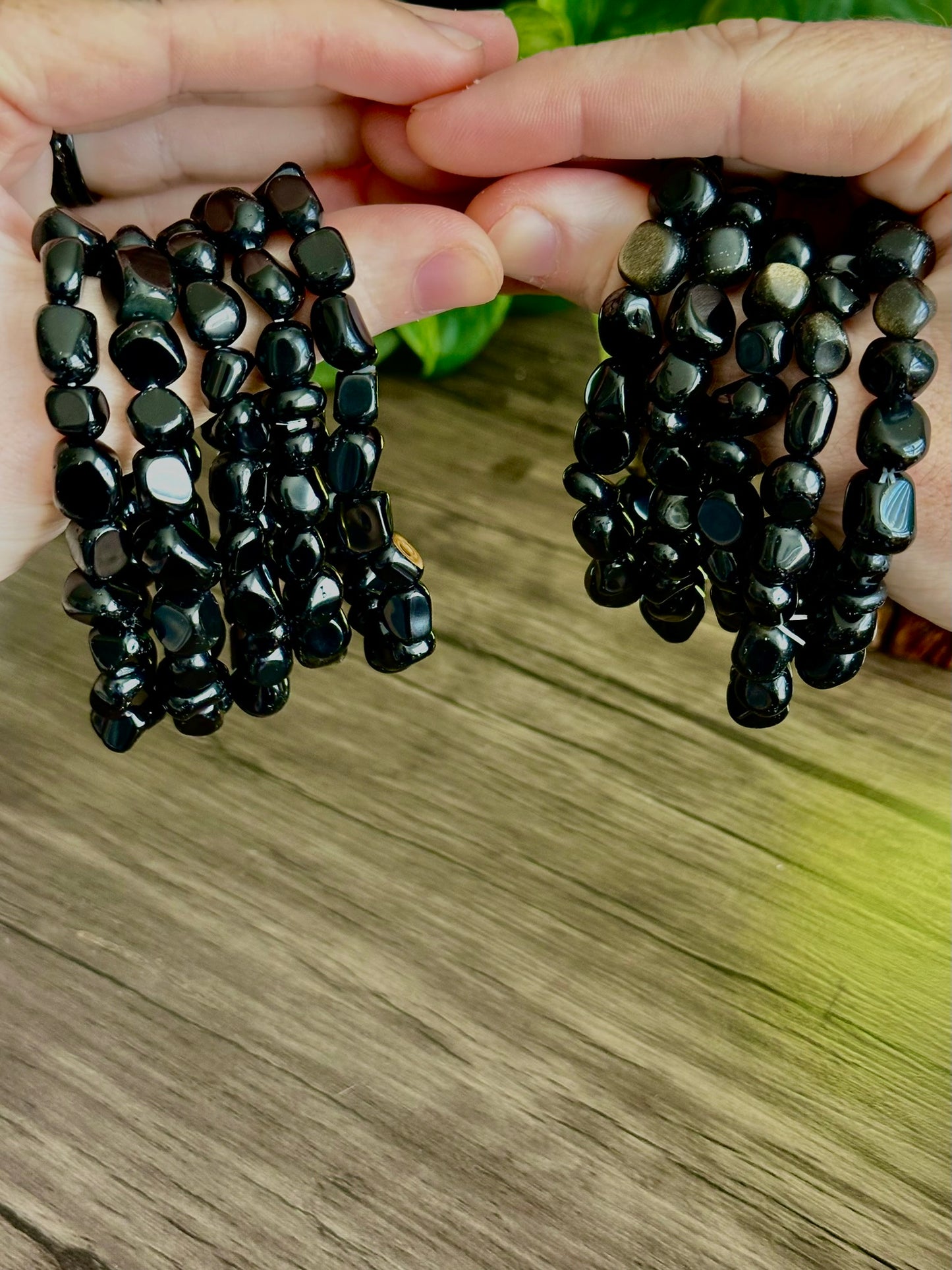 Black Stone Crystal Bracelet for Protection, Shielding, & Grounding