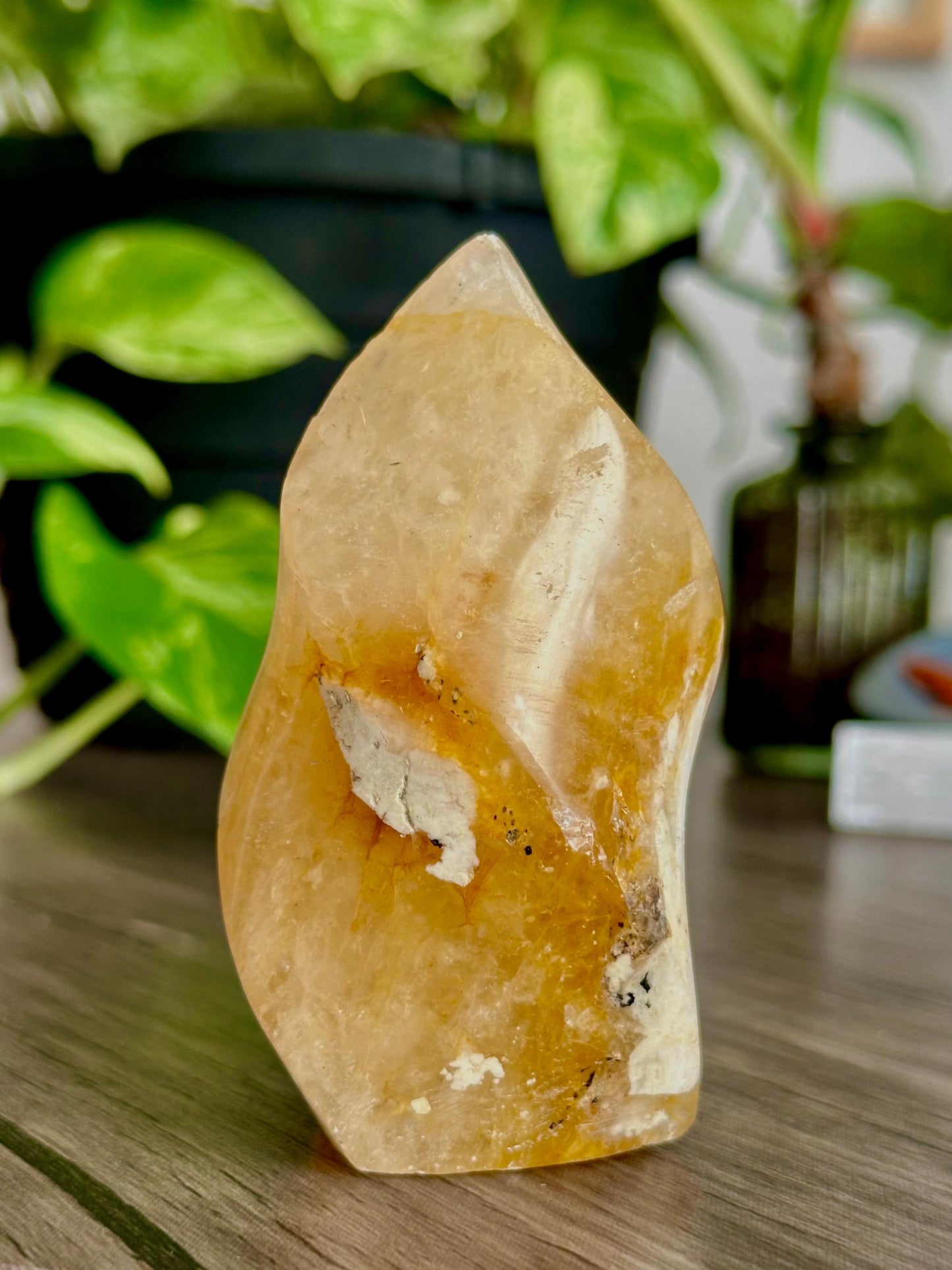 Golden Healer Quartz Flame for Ancestral Healing, Cleansing, & Release - Hemlock & Honey