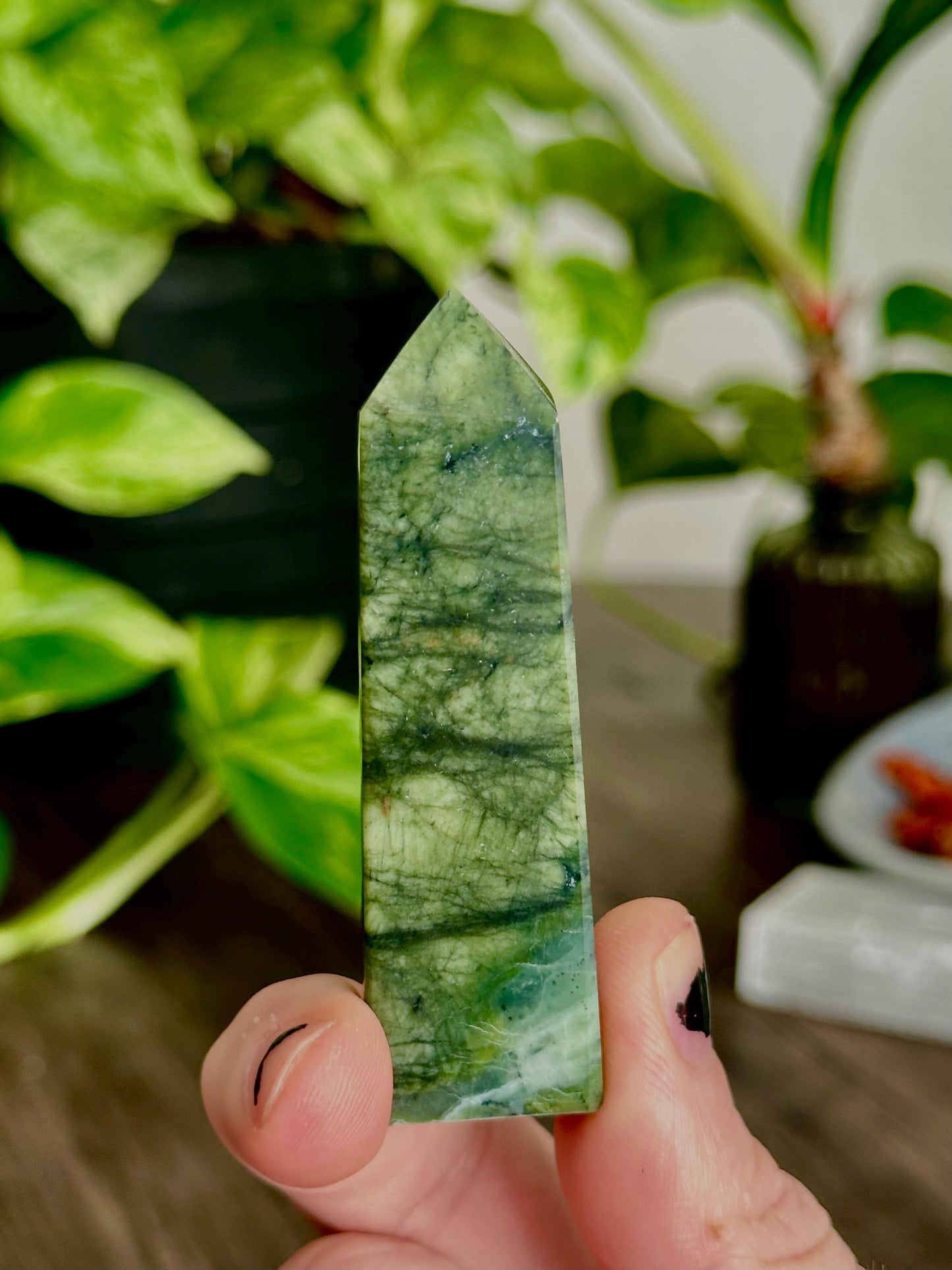Serpentine Crystal Tower- Renewal, Protection, Wisdom