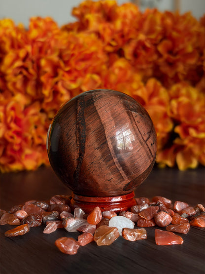 Red Tiger's Eye Sphere for Motivation, Strength & Action
