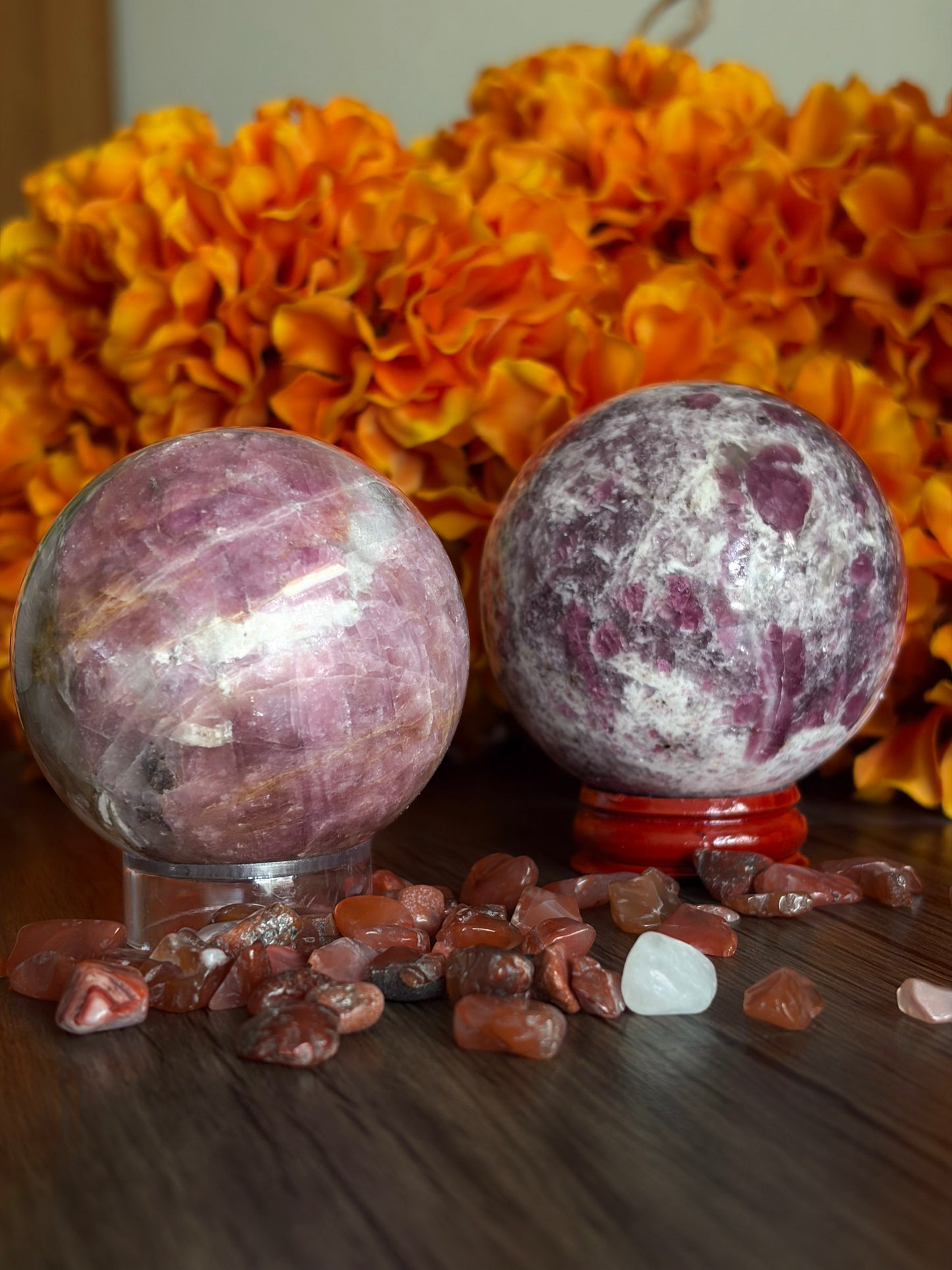 Pink Tourmaline Spheres for Emotional Healing, Heart Support & Compassion