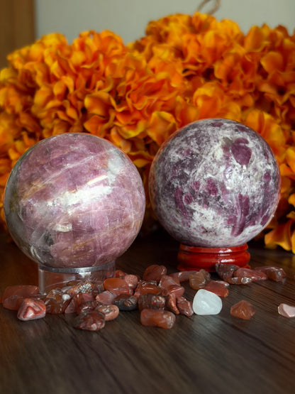 Pink Tourmaline Spheres for Emotional Healing, Heart Support & Compassion
