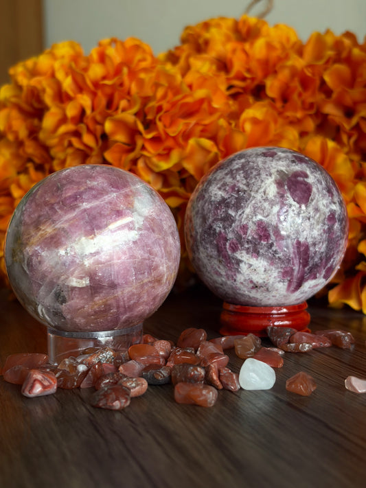 Pink Tourmaline Spheres for Emotional Healing, Heart Support & Compassion
