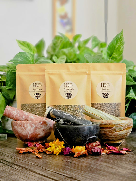 Mortar & Pestle + Herbs