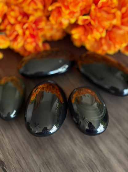 Rainbow Obsidian Palm Stone For Emotional Healing, Grounding & Protection
