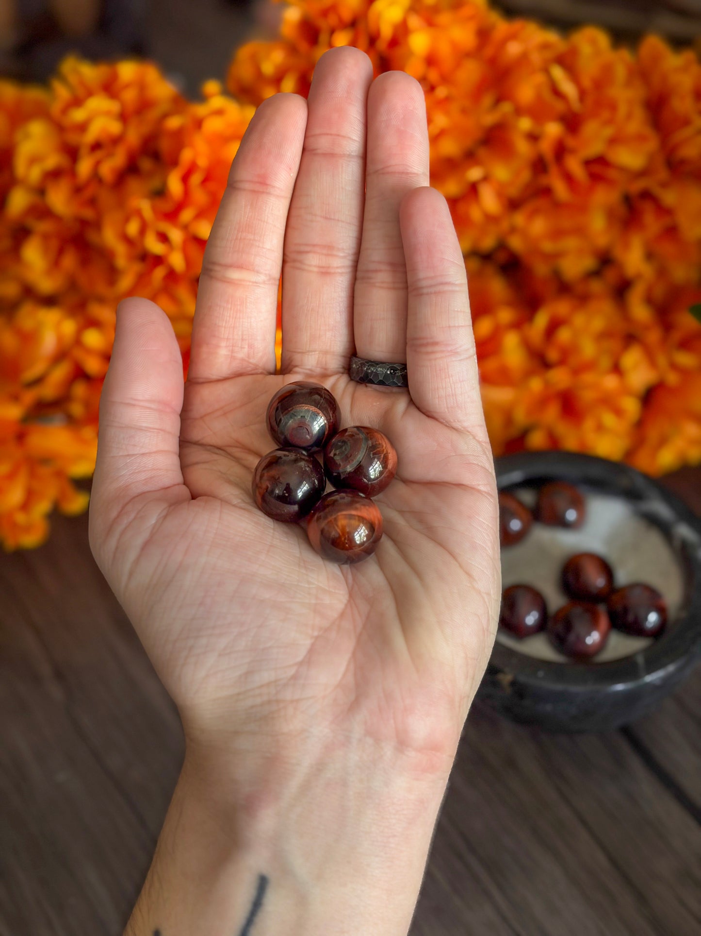 Red Tiger's Eye Mini-Sphere for Motivation, Strength & Action
