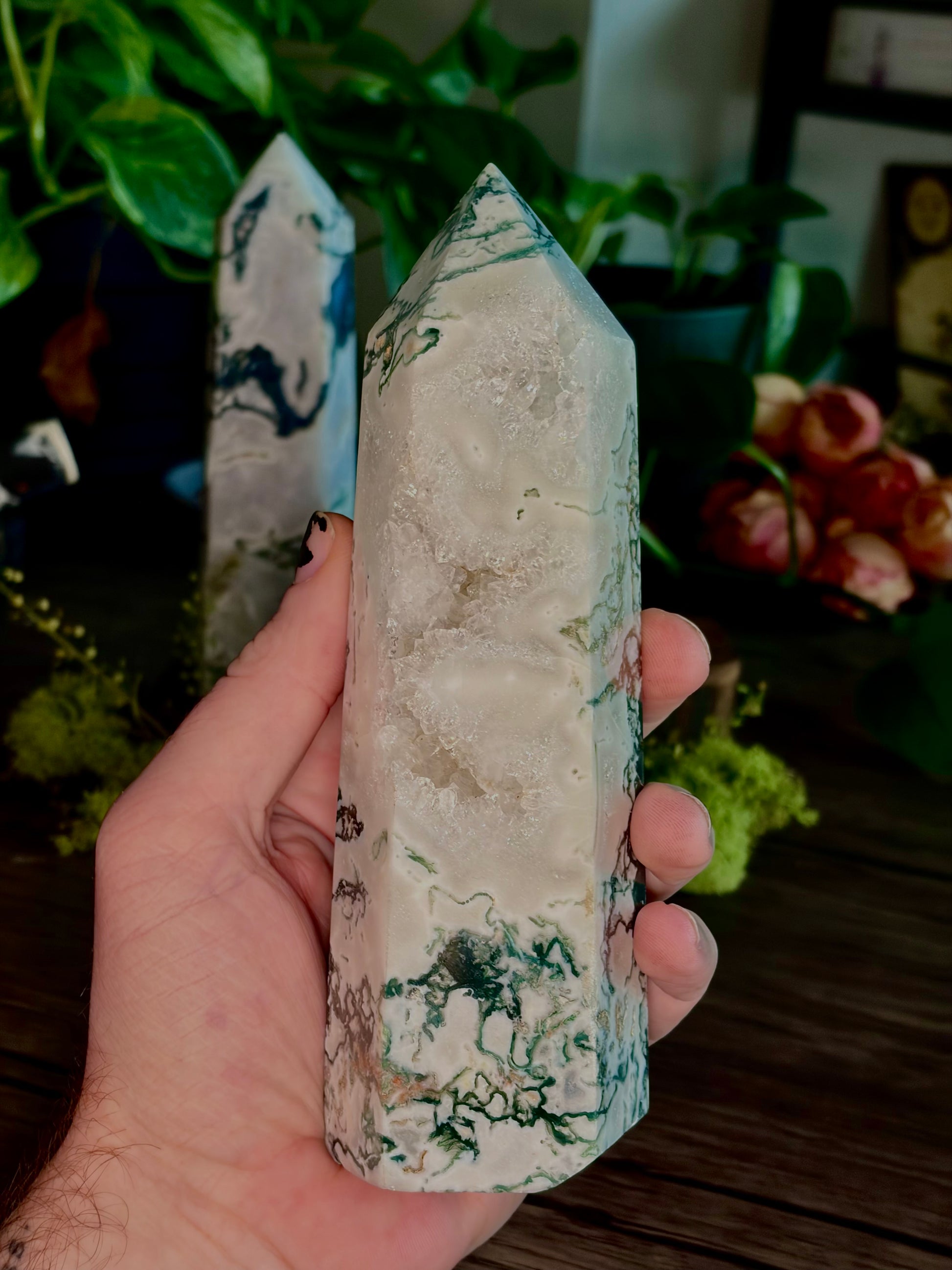 XL Moss Agate Towers - Hemlock & Honey
