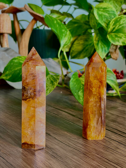 Golden Healer Quartz Tower - Renewal, Healing & Cleansing - Hemlock & Honey