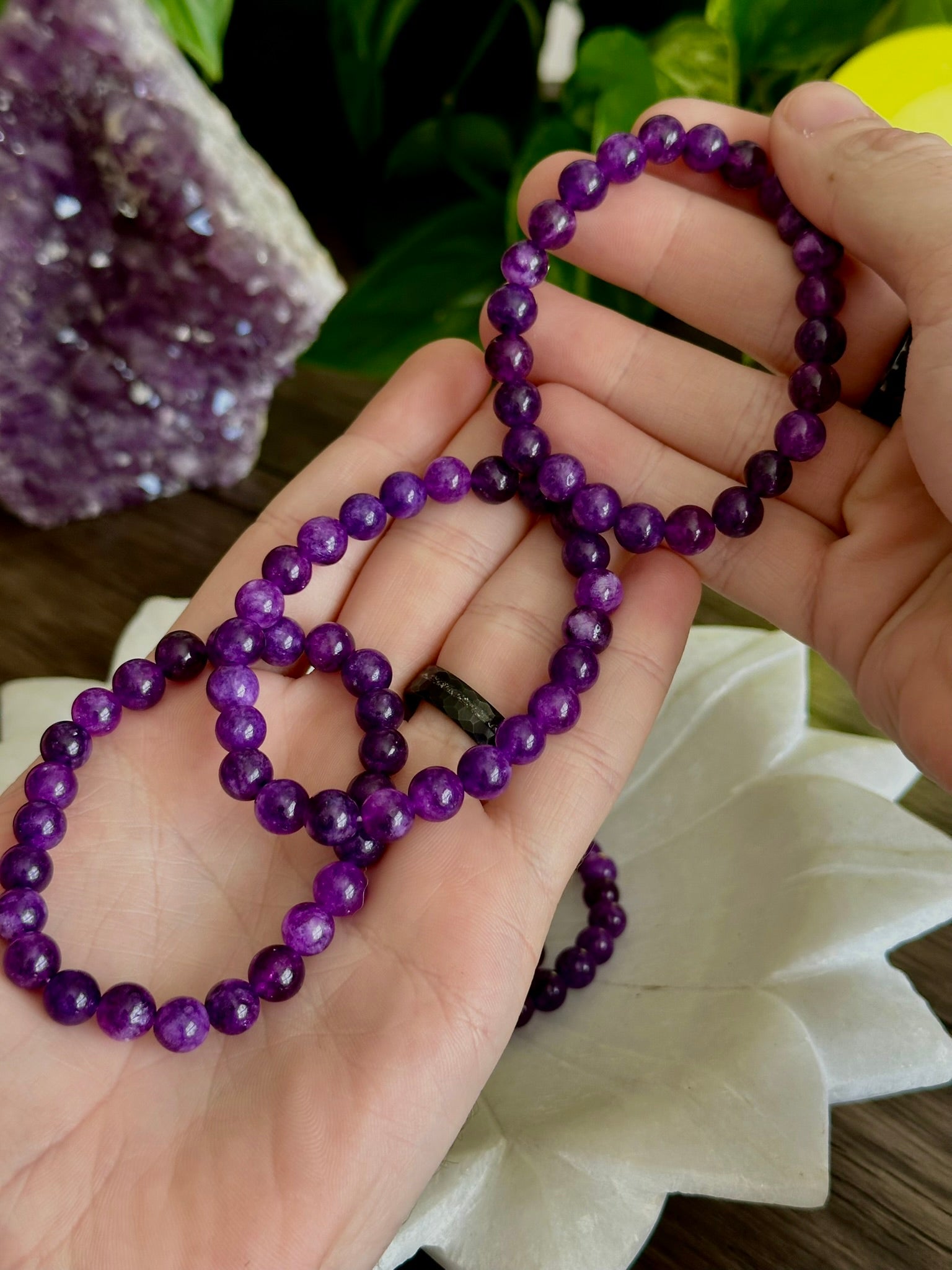 Amethyst Crystal Bracelet for Psychic Development, Protection, & Awareness - Hemlock & Honey
