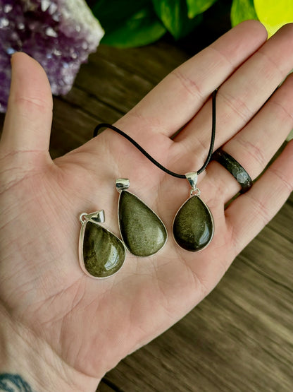Gold Sheen Obsidian Necklace for Spiritual Protection & Grounding - Hemlock & Honey