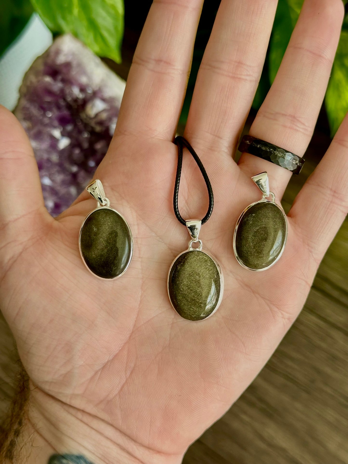 Gold Sheen Obsidian Necklace for Spiritual Protection & Grounding - Hemlock & Honey
