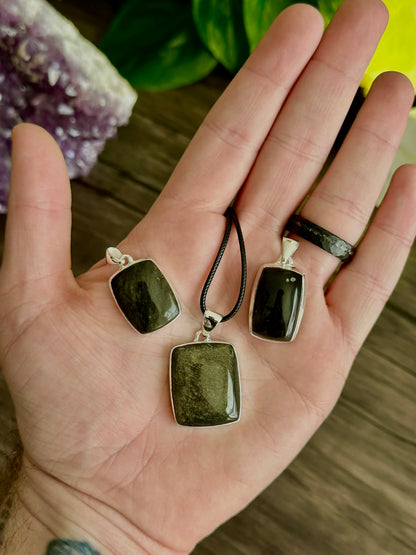 Gold Sheen Obsidian Necklace for Spiritual Protection & Grounding - Hemlock & Honey