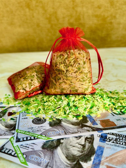 Green Money Rice (3oz): Money Bowls & Spells for Abundance, Protection, Prosperity