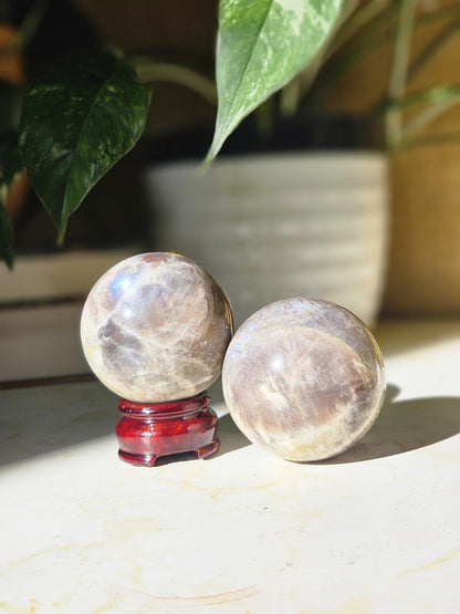 Sunstone + Moonstone Sphere for Confidence, Intuition, & Emotional Alignment