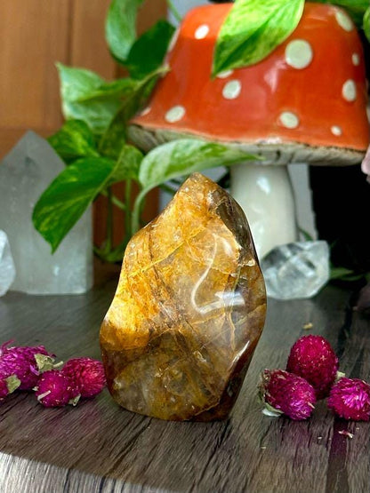 Golden Healer Quartz Flame for Ancestral Healing, Cleansing, & Release