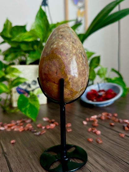 Ocean Jasper Eggs (with Stand) for Emotional Renewal, Balance, and Steadiness