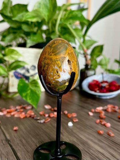 Ocean Jasper Eggs (with Stand) for Emotional Renewal, Balance, and Steadiness