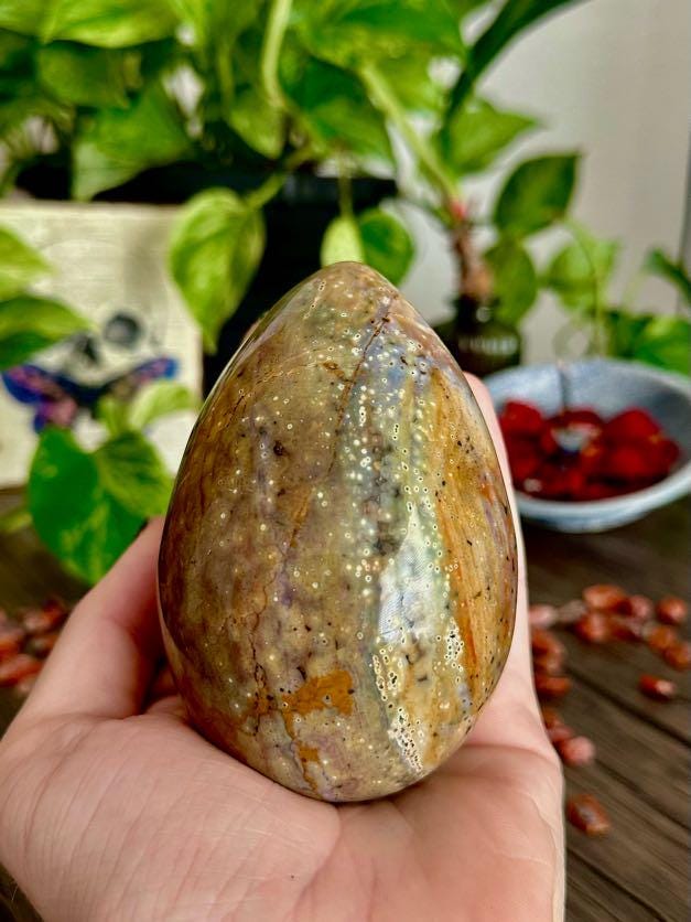 Ocean Jasper Eggs (with Stand) for Emotional Renewal, Balance, and Steadiness