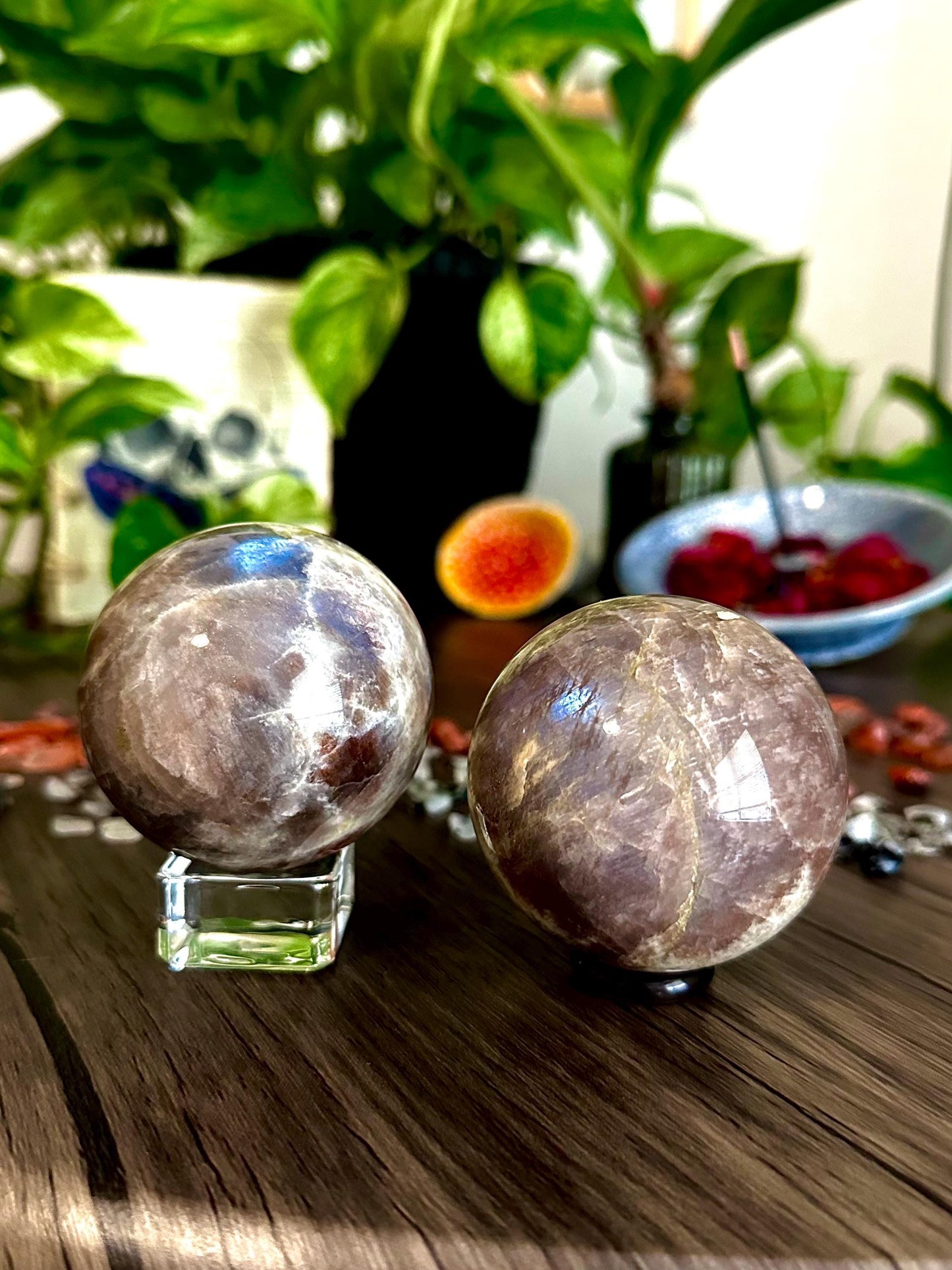 Sunstone + Moonstone Sphere for Confidence, Intuition, & Emotional Alignment