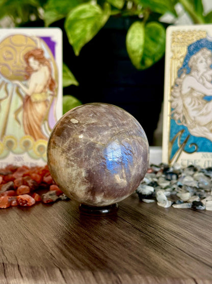 Sunstone + Moonstone Sphere for Confidence, Intuition, & Emotional Alignment