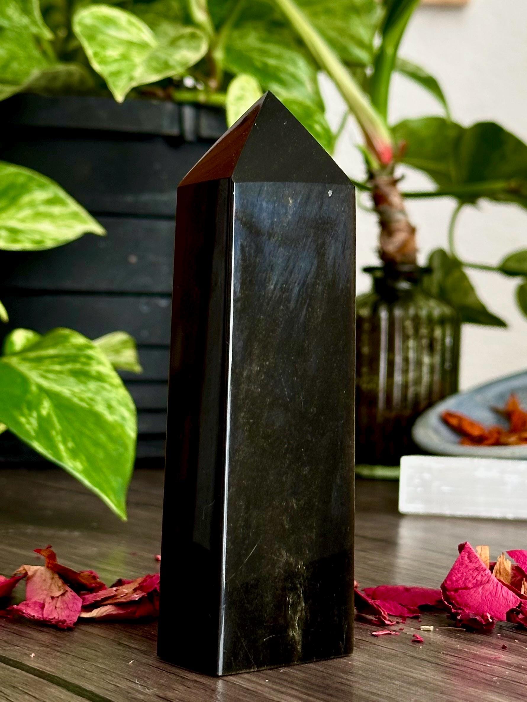 Gold Sheen Obsidian Tower for Energetic Shielding, Grounding, & Spiritual Insights - Hemlock & Honey