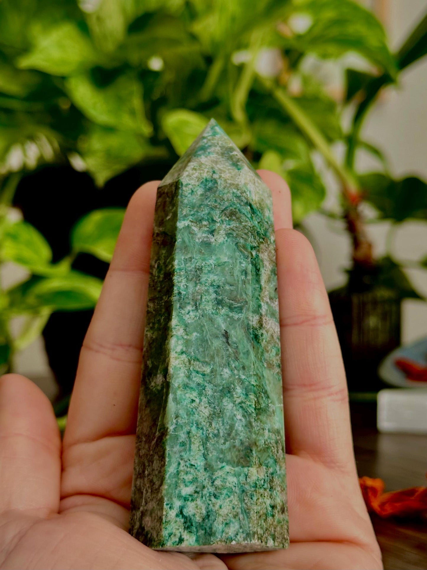 Green Kyanite Crystal Tower -Heart Chakra + Emotional Balance