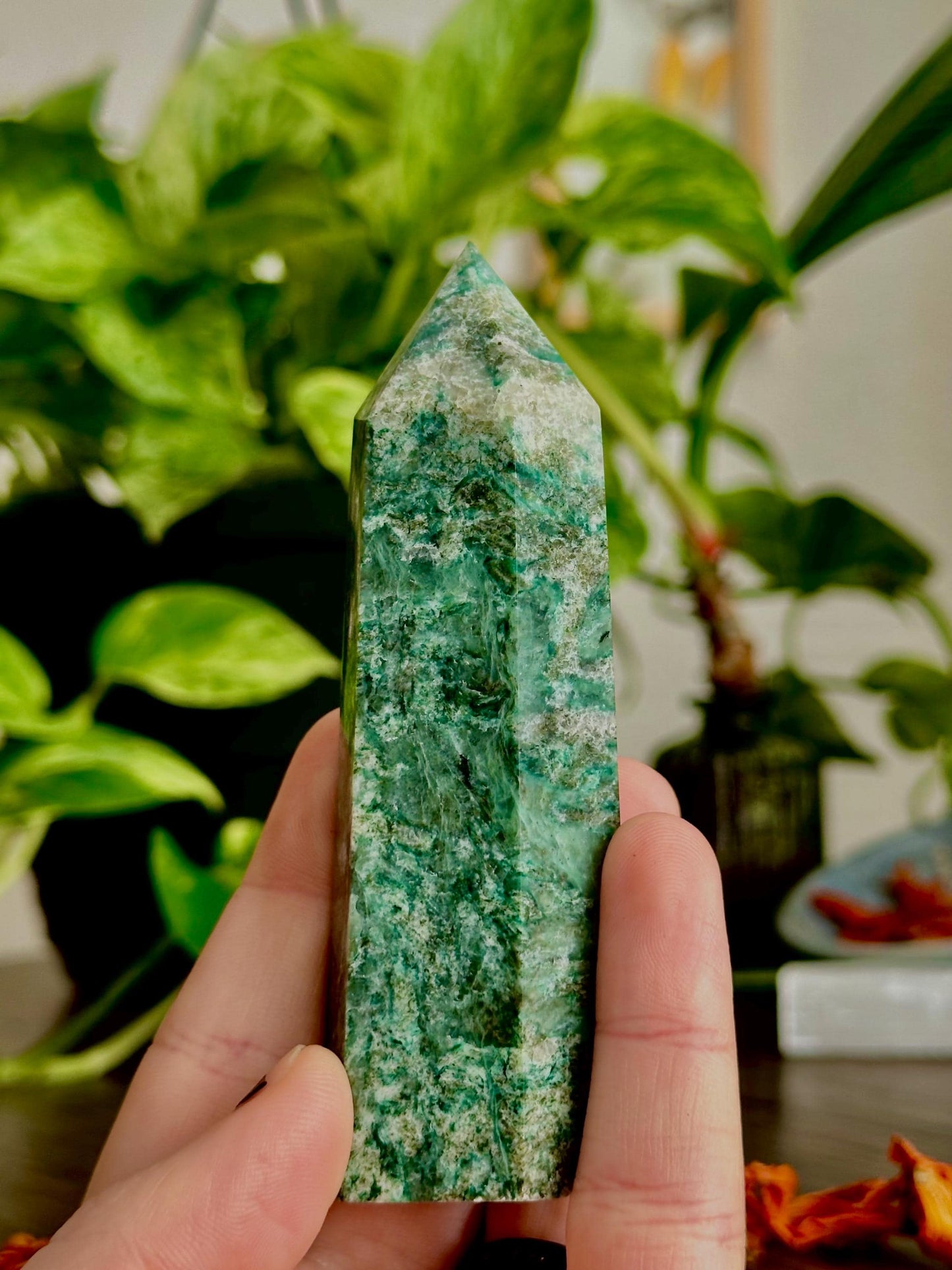 Green Kyanite Crystal Tower -Heart Chakra + Emotional Balance