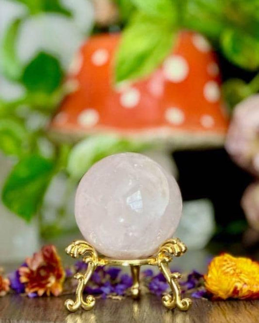 Rose Quartz Sphere for Healing, Love, & Beauty