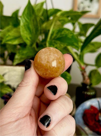 Golden Healer Quartz Mini Sphere for Ancestral Healing, Cleansing, & Release