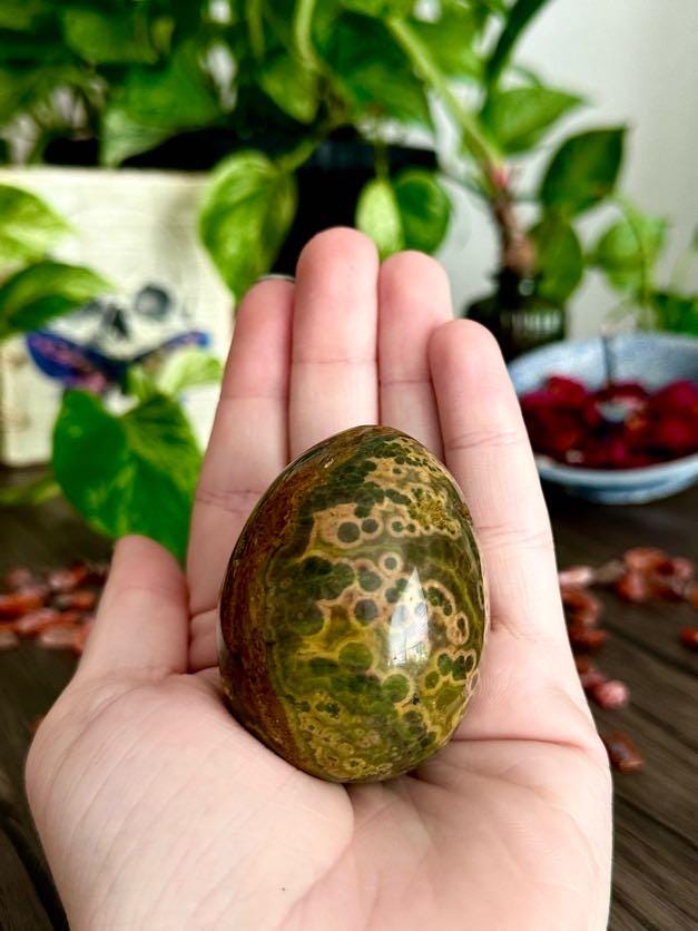 Ocean Jasper Eggs (with Stand) for Emotional Renewal, Balance, and Steadiness