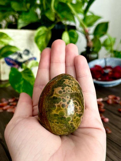 Ocean Jasper Eggs (with Stand) for Emotional Renewal, Balance, and Steadiness