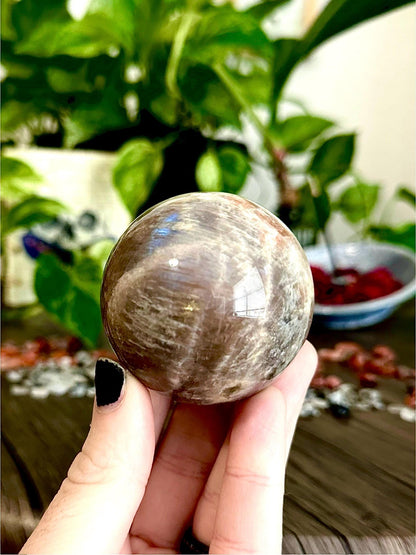 Sunstone + Moonstone Sphere for Confidence, Intuition, & Emotional Alignment
