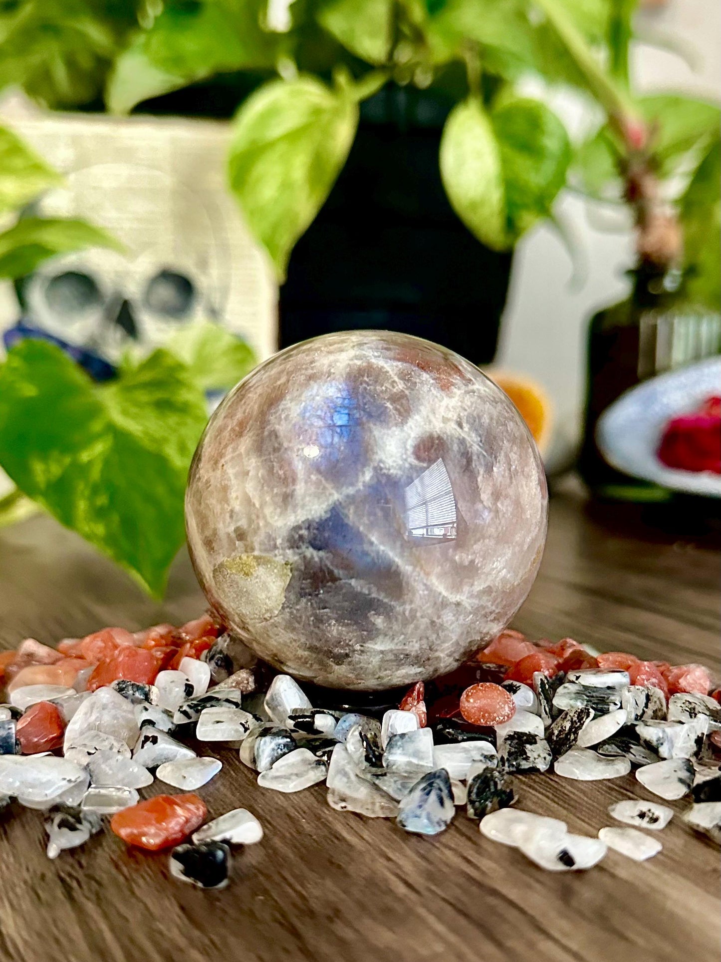 Sunstone + Moonstone Sphere for Confidence, Intuition, & Emotional Alignment