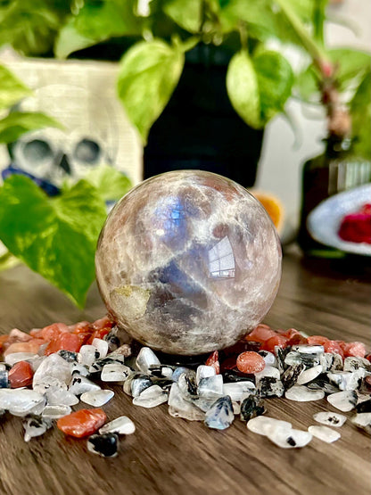 Sunstone + Moonstone Sphere for Confidence, Intuition, & Emotional Alignment