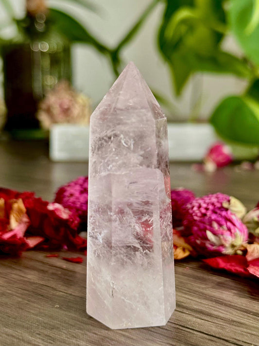 Rose Quartz Tower for Healing, Love, & Beauty