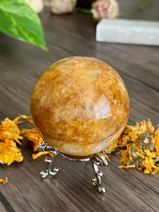 Golden Healer Quartz Sphere- Stone for Ancestral Healing, Cleansing, & Release