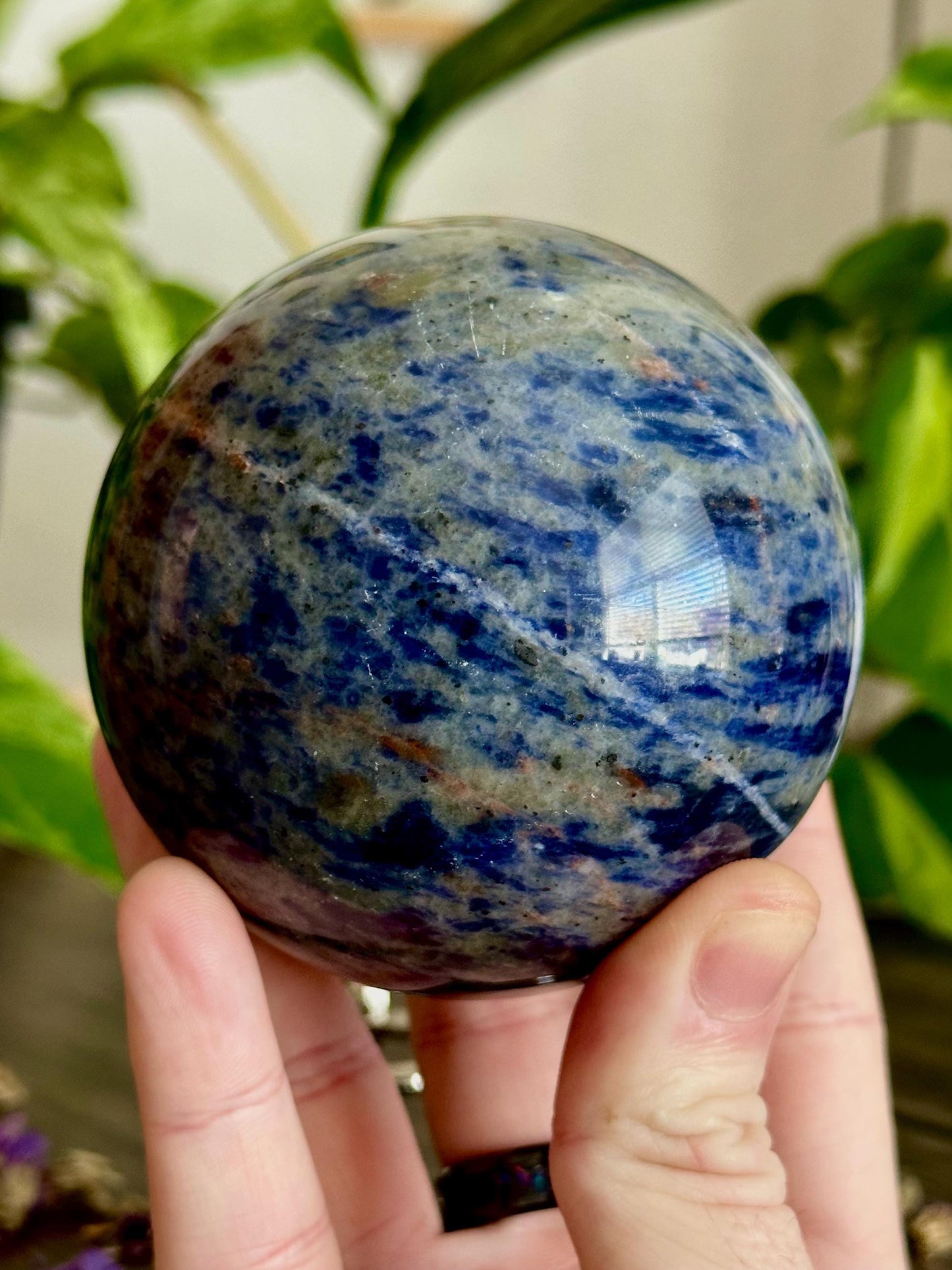 Sodalite Crystal Sphere  Logic + Calm & Clear Communication