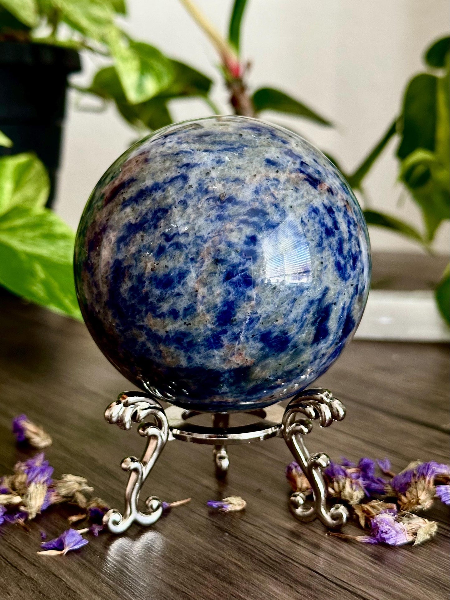Sodalite Crystal Sphere  Logic + Calm & Clear Communication