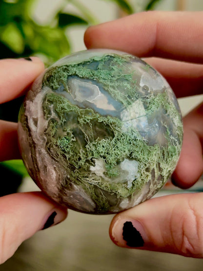 Moss Agate Sphere for Growth, Prosperity, & Land Work