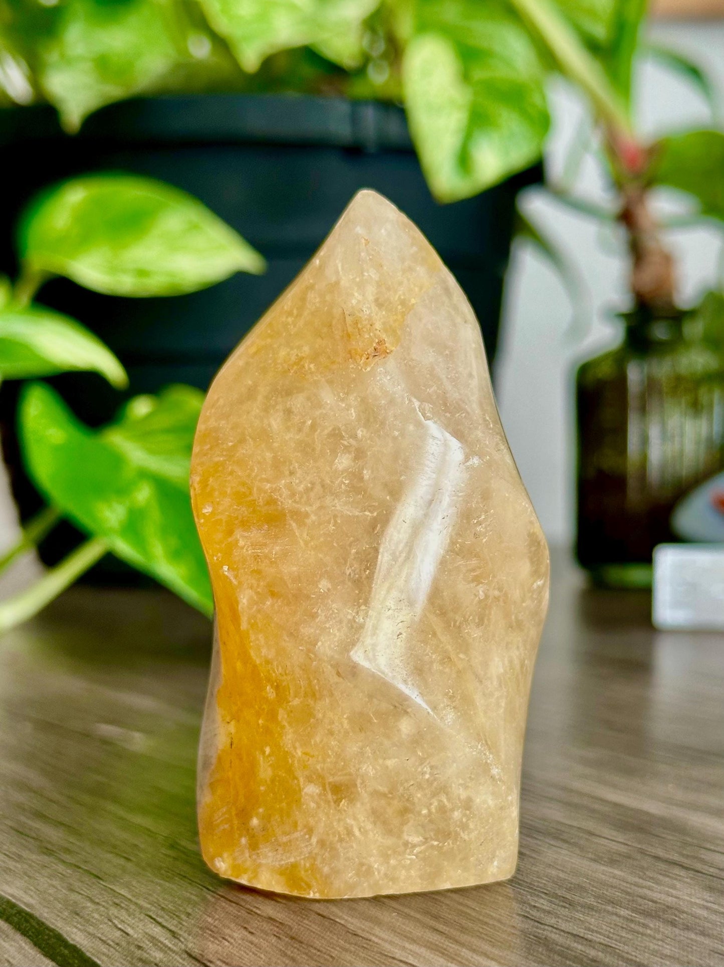 Golden Healer Quartz Flame for Ancestral Healing, Cleansing, & Release