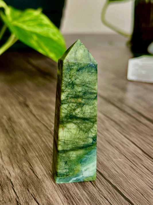 Serpentine Crystal Tower- Renewal, Protection, Wisdom