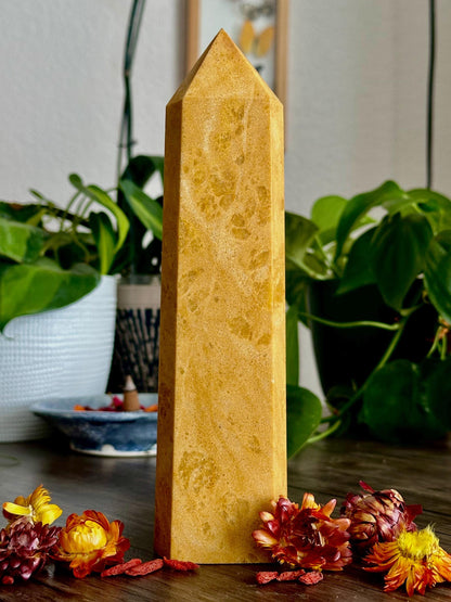 Large Yellow Jasper Tower -Grounding, Endurance + Confidence