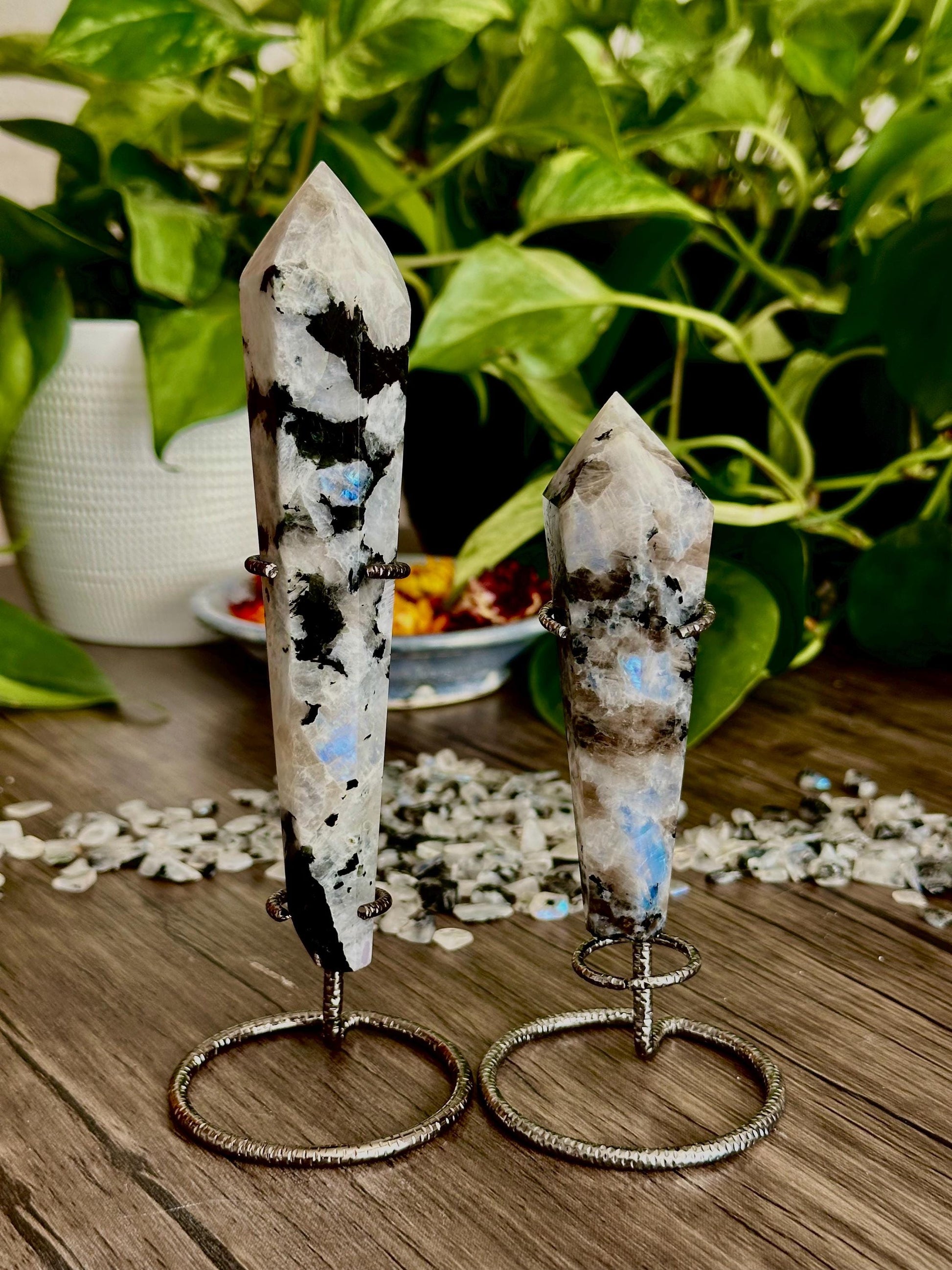 Rainbow Moonstone Scepters - Spiritual Guidance, Intuition + Emotional Awareness - Hemlock & Honey