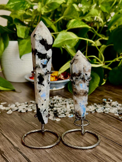 Rainbow Moonstone Scepters - Spiritual Guidance, Intuition + Emotional Awareness - Hemlock & Honey