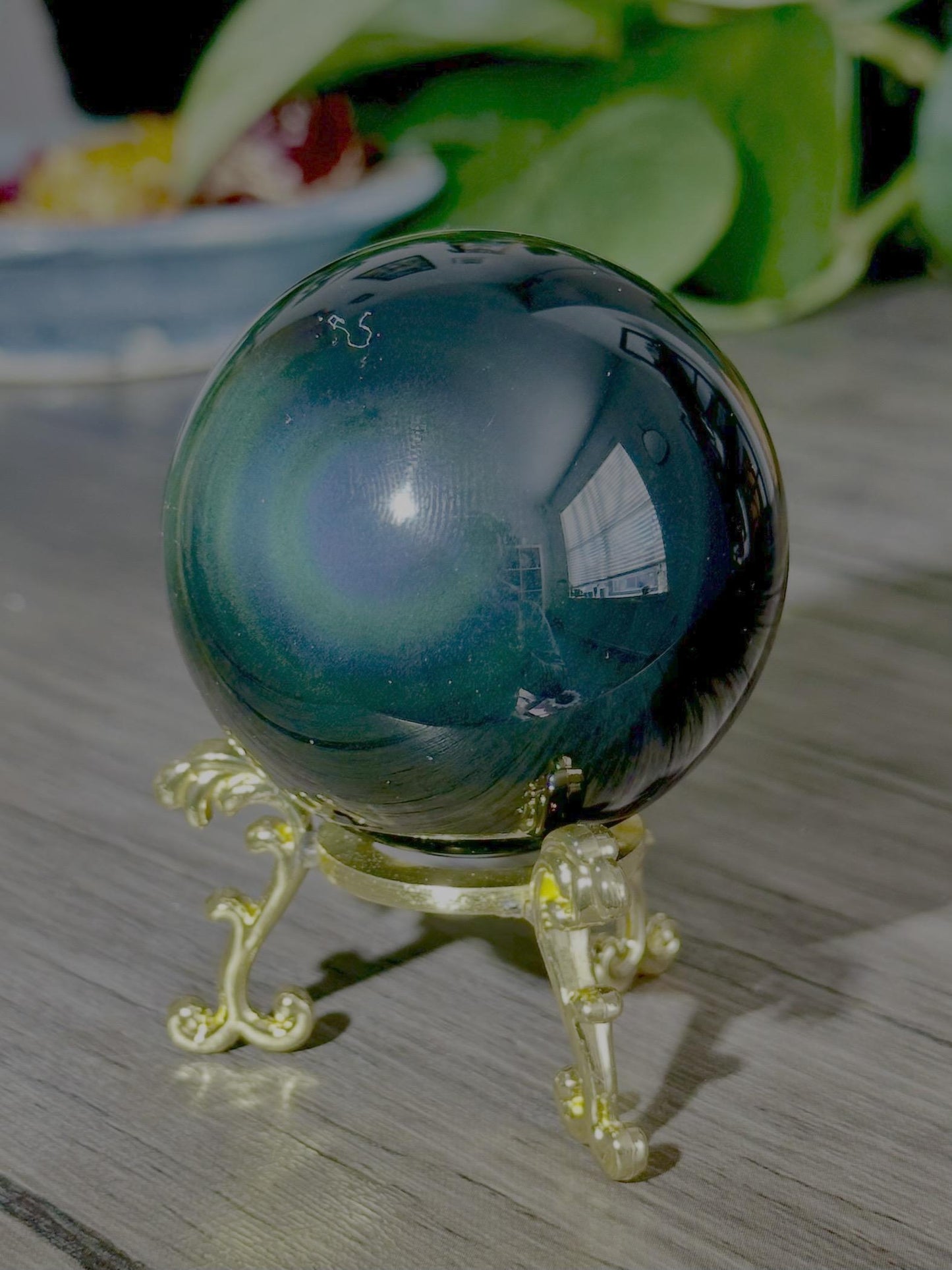 Rainbow Obsidian Sphere for Healing, Self - reflection, & Emotional Insight - Hemlock & Honey