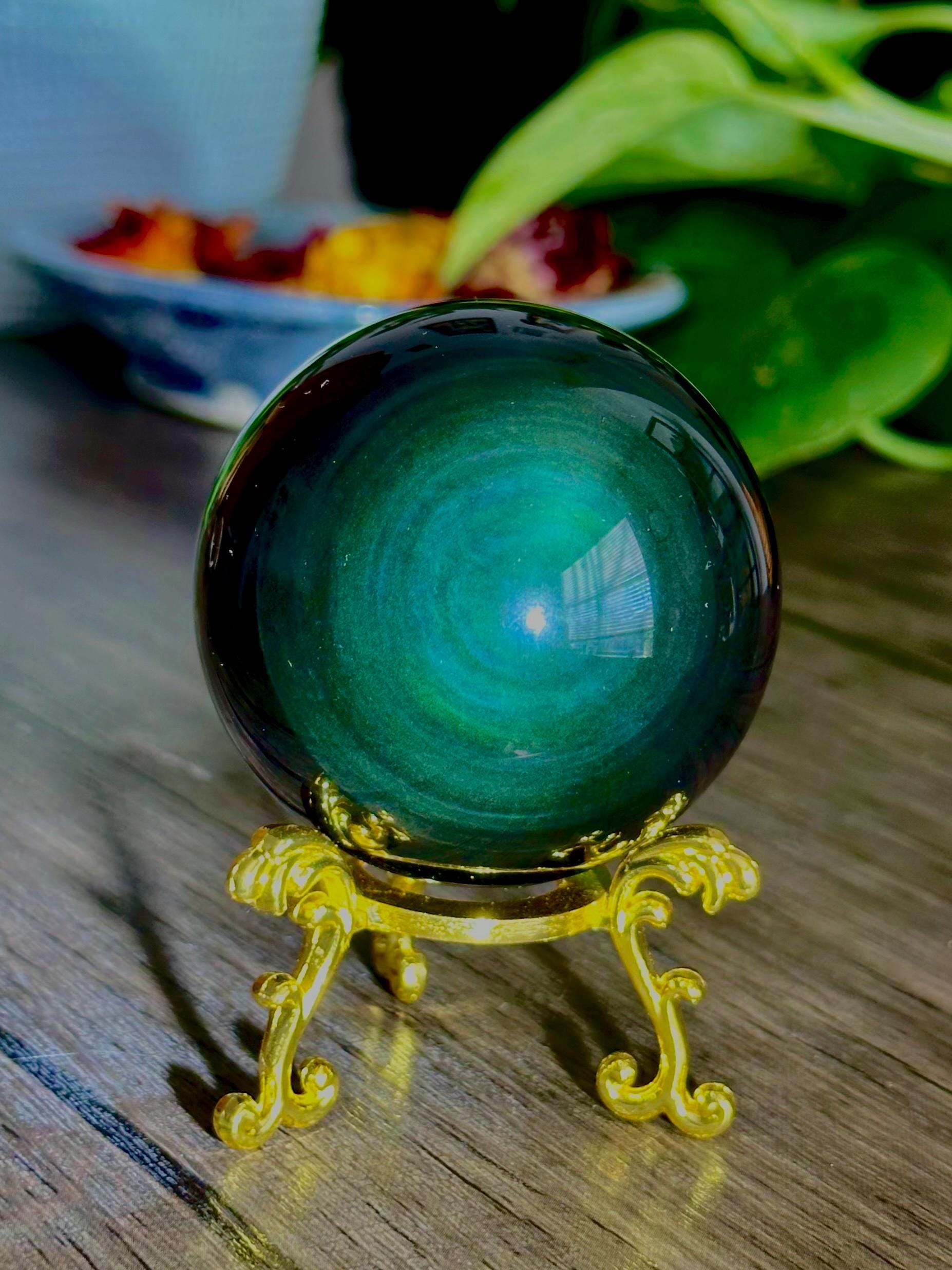 Rainbow Obsidian Sphere for Healing, Self - reflection, & Emotional Insight - Hemlock & Honey