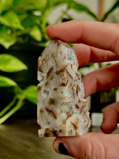 Sphalerite Druzy Tower For Burnout Recovery, Energy regulation + Grounding - Hemlock & Honey