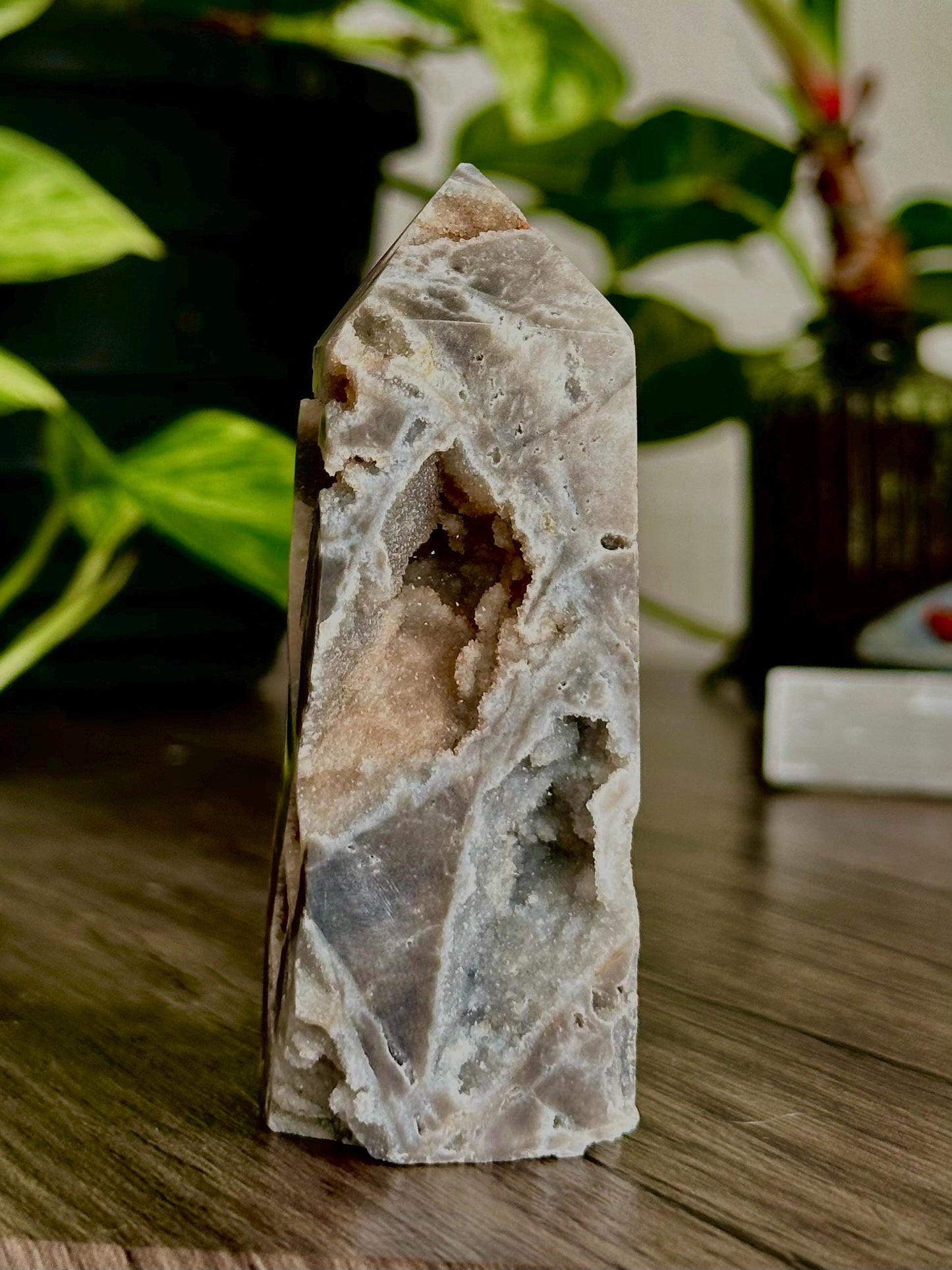 Sphalerite Druzy Tower For Burnout Recovery, Energy regulation + Grounding - Hemlock & Honey