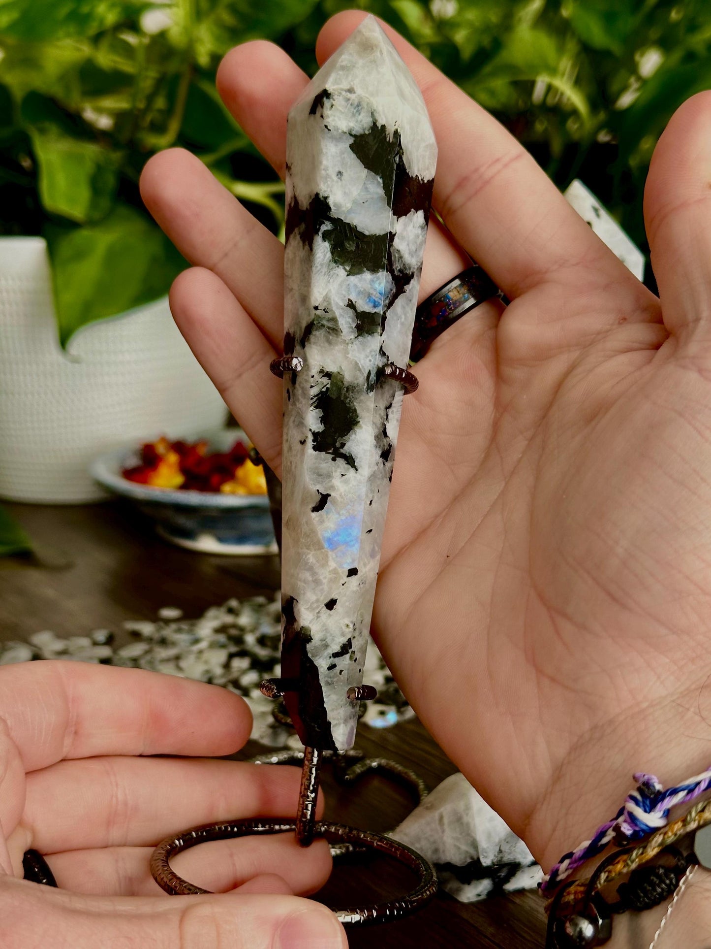 Rainbow Moonstone Scepters - Spiritual Guidance, Intuition + Emotional Awareness - Hemlock & Honey
